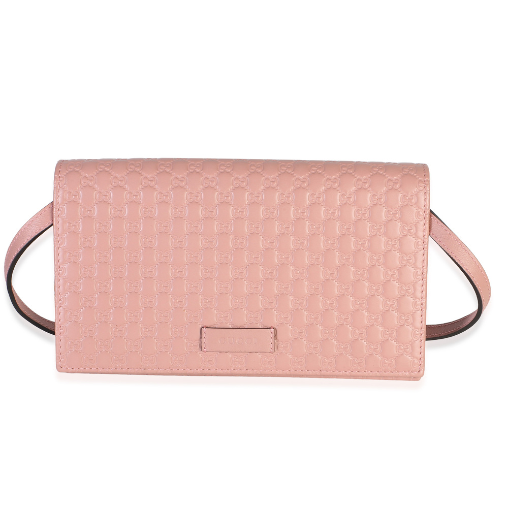 Gucci Soft Pink Calfskin Microguccissima Crossbody Wallet